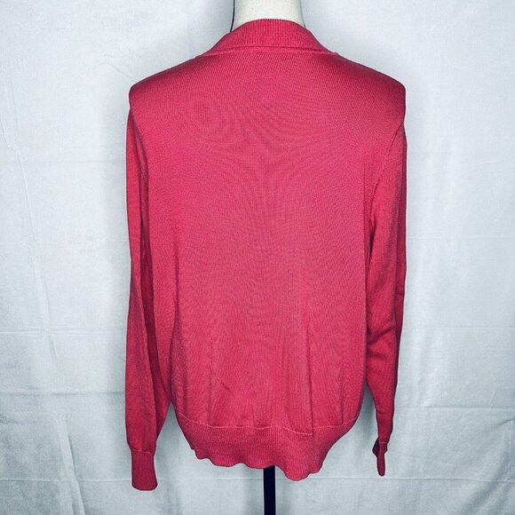 Talbots Full-Zip Cardigan Sweater Mercerized Cotton Pink Long-Sleeve Sz XL - Picture 5 of 8